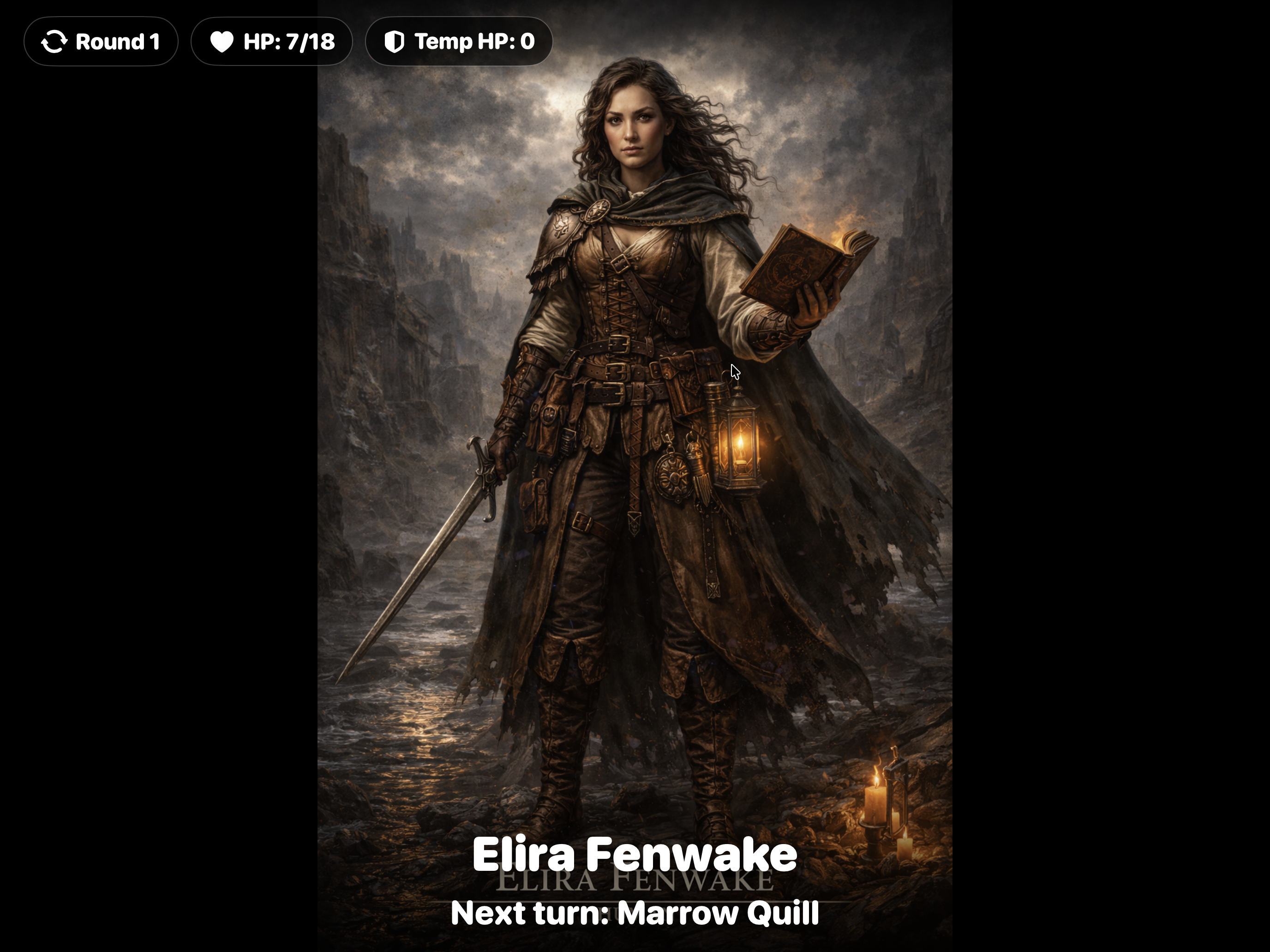 Player screen during a hero turn