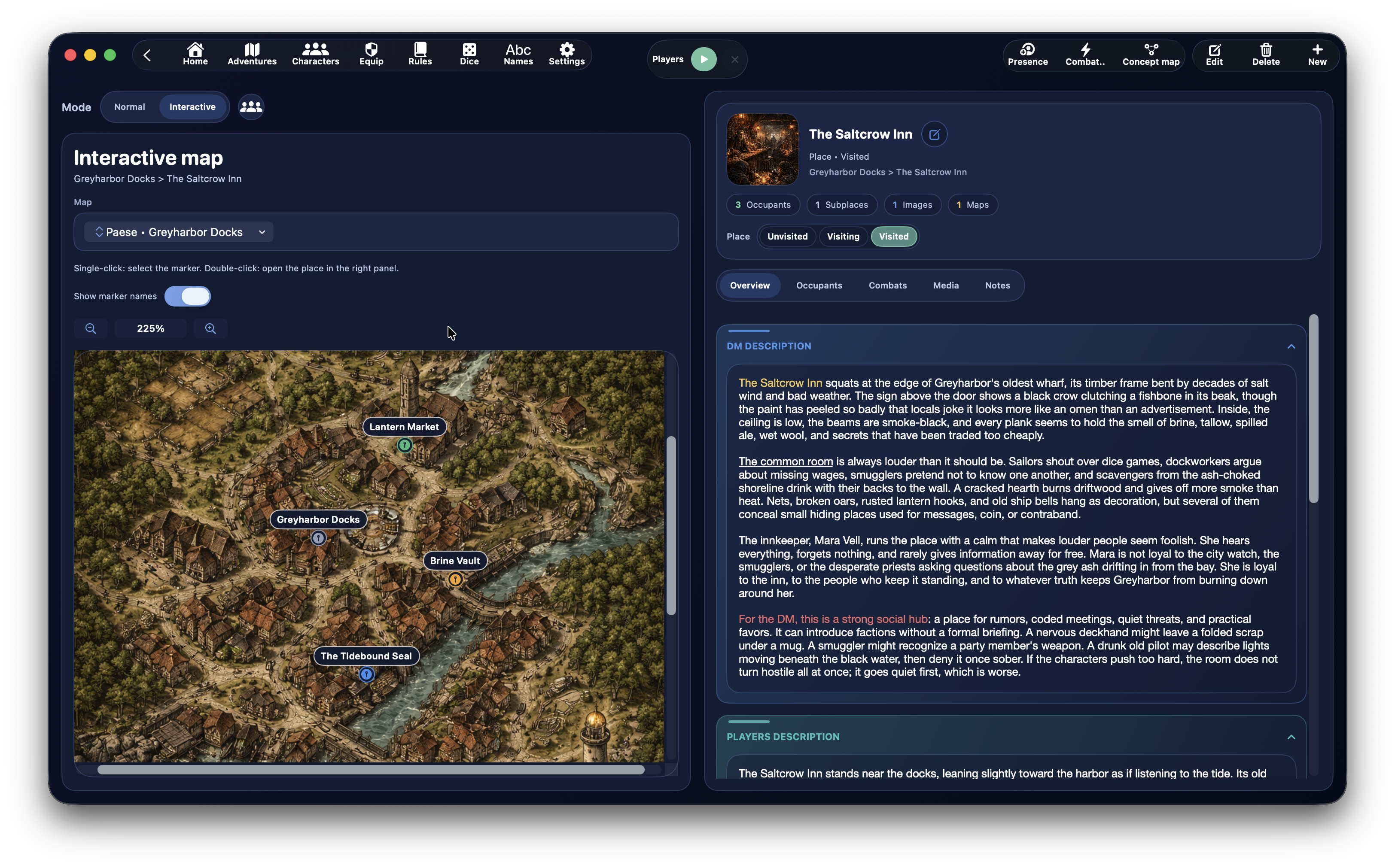 Interactive Places mode